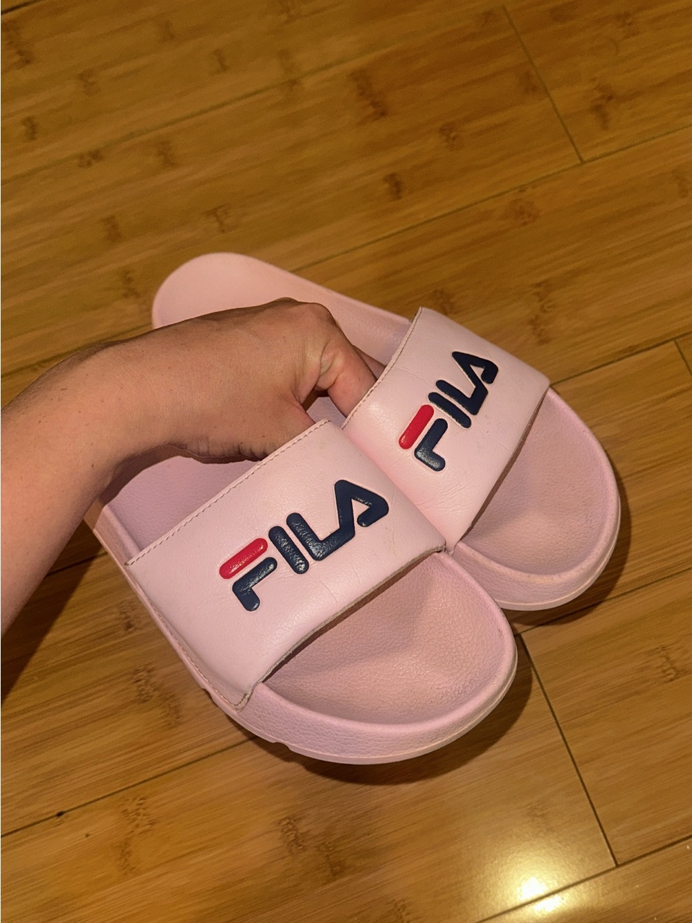 FILA Pink Logo Slide Sandals